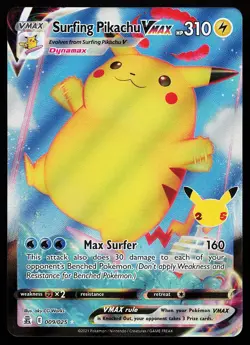 Surfing Pikachu VMAX 009/025 Holo Celebrations Pokemon Card - Image 1