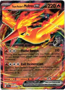 Team Rocket's Moltres ex 031/182 Double Rare Destined Rivals Pokemon Near Mint - Image 1