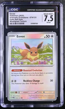 Eevee 074/131 Poke Ball Holo Pokemon SHIFT ERROR MISPRINT CGC 7.5 *002 - Image 1