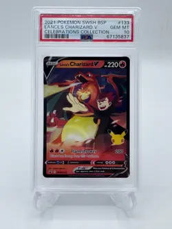 Pokemon 2021 Celebrations Lance’s Charizard V BSP Promo SWSH133 PSA 10 GEM MINT - Image 1