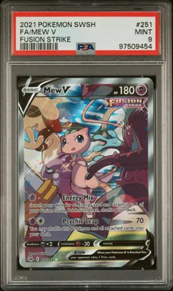 PSA 9 Mew V 251/264 Alternate Art 2021 Pokemon SwSh Fusion Strike MINT - Image 1