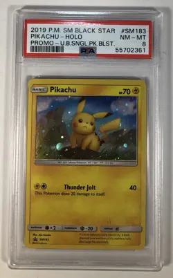 2019 Pokemon Unbroken Bonds Black Star Promo SM183 Pikachu Holo PSA 8 NM - MT - Image 1
