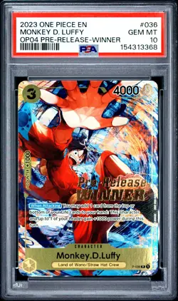 2023 ONE PIECE PROMOS #036 MONKEY D. LUFFY PSA 10 - Image 1