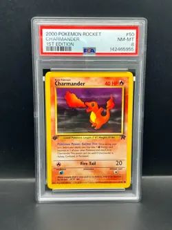 Pokemon PSA 8 NM-MT Charmander 50/82 Team Rocket 1st Edition 2000 S#5955 - Image 1