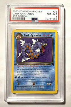 2000 Pokemon TEAM ROCKET 1st Edition DARK GYARADOS 25/82 PSA graded 8 NM-MT - Image 1