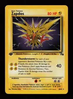 Zapdos 30/62 1st Edition Rare Fossil Pokemon Cards - Image 1