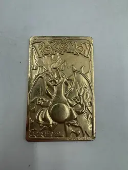 Nintendo Pokemon Charizard Gold Metal Card Burger King 1999 - Image 1
