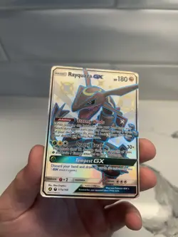 Rayquaza GX 177a/168 Celestial Storm Full Art Shiny Holo Rare Pokemon Card DMG - Image 1