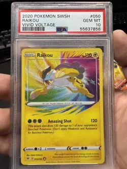Pokemon TCG Raikou Vivid Voltage Holo Card PSA 10 Gem Mint 050/185 English - Image 1