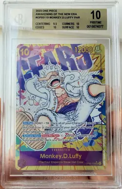 One Piece Card Game 🏴‍☠OP05-119 Monkey.D.Luffy SEC Alt Art Foil Graded BGS 10 - Image 1
