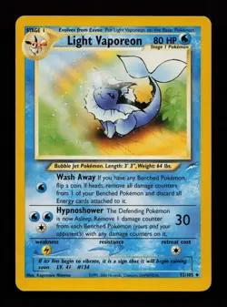 Light Vaporeon 52/105 Uncommon Neo Destiny Pokemon Cards - Image 1