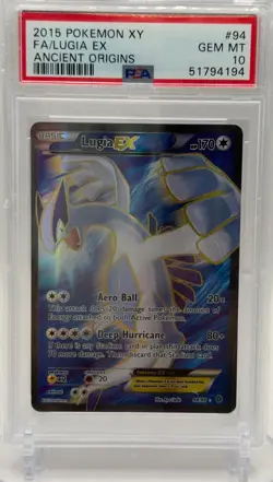 2015 POKEMON XY ANCIENT ORIGINS #94 FULL ART/LUGIA EX PSA 10 - Image 1