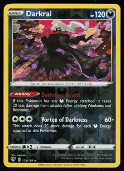Darkrai 105/189 Holo Rare Darkness Ablaze Pokemon Reverse Holo Lightly Played - Image 1