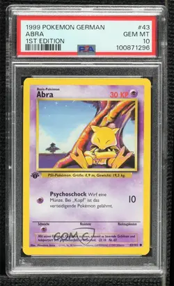 Abra German 1st Ed. Pokemon Base Set PSA 10 GEM MT 1999 - Image 1