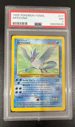 1999 Pokemon Articuno Fossil 17/62 PSA 7 NM - Image 1