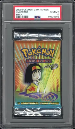 PSA 10 Gem Mint Pokemon TCG 2000 Gym Heroes Booster Pack ERIKA LOW POP - Image 1