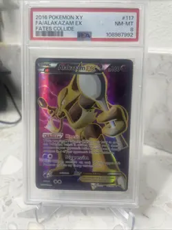 2016 Pokemon X & Y XY Fates Collide Alakazam EX Full Art PSA 8 NM-MT Near Mint - Image 1