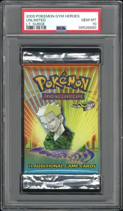 PSA 10 Gem Mint Pokemon TCG 2000 Gym Heroes Booster Pack Lt. Surge LOW POP - Image 1