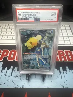 2025 POKEMON DRI EN-DESTINED RIVALS ILLUSTRATION RARE #193 MISTY'S PSYDUCK PSA 9 - Image 1