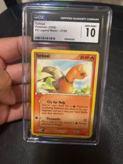 (POP 33) CGC 10 Torkoal ex Legend Maker 27/92 Pokemon Card RARE from 2006 - Image 2