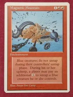Magic The Gathering 4TH EDITION MAGNETIC MOUNTAIN red card MTG FOURTH - Image 1
