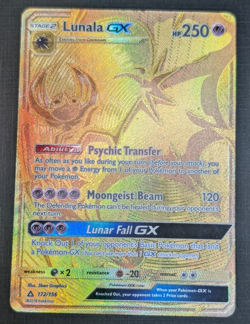 Lunala GX Secret Rare Gold 172 SM05 Ultra Prism Pokemon TCG Card MP - Image 1