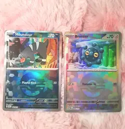 2 CARDS Pokemon TCG Poke Ball Pattern Houndour 062 Bronzor 066 Prismatic Evoluti - Image 1