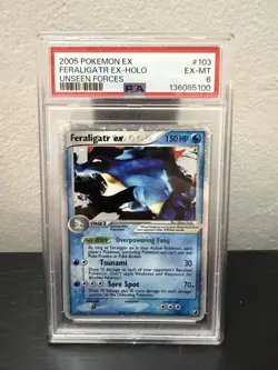 Pokemon TCG Feraligatr EX Holo Rare Card 103/115 Unseen Forces PSA 6 NEW CERT - Image 1