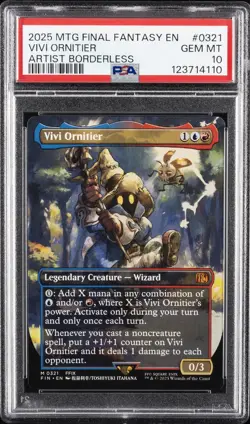 2025 MTG FINAL FANTASY ARTIST BORDERLESS #0321 VIVI ORNITIER PSA 10 - Image 1