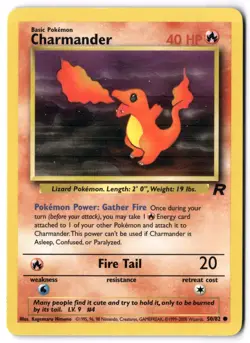 Pokemon Card - Charmander 50/82 Unlimited Common - Team Rocket - LP - Image 1
