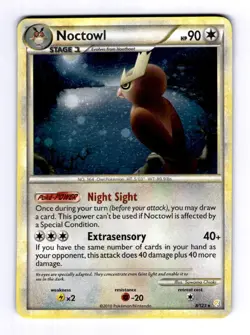 Noctowl HeartGold SoulSilver #8 (2010) Holo NM Pokemon - Image 1