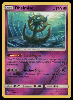 Dhelmise 59/145 Holo Holo Rare Guardians Rising Pokemon Reverse Holo LP - Image 1