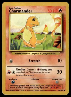 POKEMON CHARMANDER BASE SET UNLIMITED 46/102 C HP - Image 1
