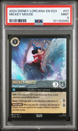 2024 DISNEY LORCANA EN D23-D23 EXPO PROMO MICKEY MOUSE - PLAYFUL SORCERER PSA 9 - Image 1
