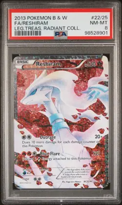 Pokemon Reshiram RC22/RC25 PSA 8 NM-MT Legendary Treasure Radiant Full Art 2013 - Image 1