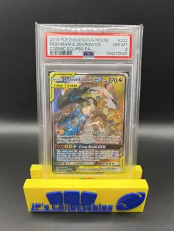 PSA 8 2019 Pokemon SM Cosmic Eclipse Reshiram Zekrom Tag Team GX 222/236 - Image 1