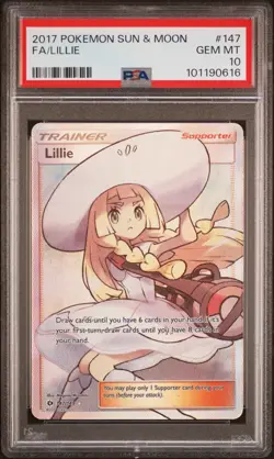 Pokemon Lillie 147/149 PSA 10 Gem Mint Sun & Moon Base Full Art Trainer 2017 - Image 1