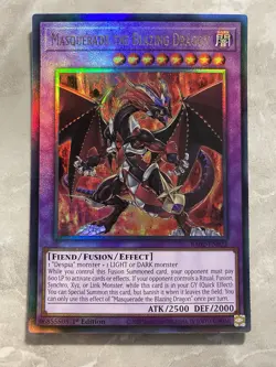 Yugioh - Masquerade the Blazing Dragon - Prismatic Ultimate Rare - RA02-EN022 - Image 1