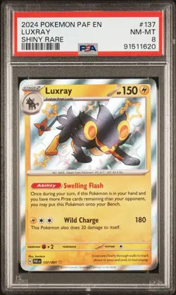 Pokemon Luxray 137/091 PSA 8 NM-MT Paldean Fates Shiny Holo Rare - Image 1