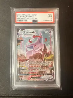 2021 Pokemon SWSH Fusion Strike Espeon VMax #270 PSA 9 - Image 1