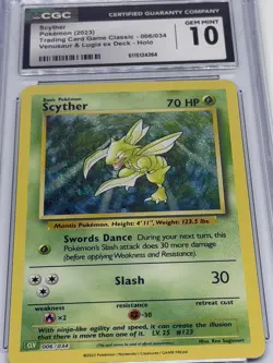 Pokemon Scyther 2023 Classic Trading Card Game CGC 10 006/034 - Image 1