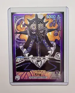 Bandai One Piece CCG King Leader Holo OP01-091 5000 Power Card - Double Sleeved - Image 1