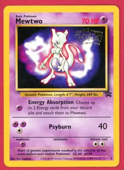 Mewtwo Black Star Promo 3 The First Movie Card Kids WB Stamp Pokemon - MP - Image 1