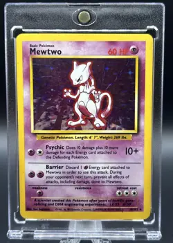 1999 Pokemon Mewtwo 010/102 Base Set Holo Rare 60 HP English Card - Image 1