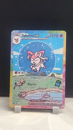 Pokemon Sparkle Holo Rainbow Boarder Cute Anime Bubble Sylveon EX Card - Image 1