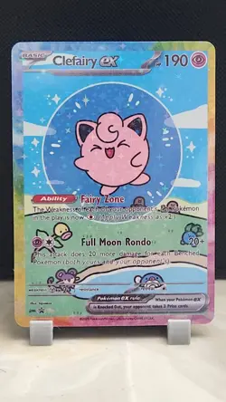 Pokemon Sparkle Holo Rainbow Boarder Cute Anime Clefairy EX Card - Image 1