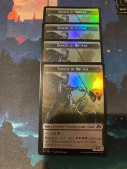 MTG Modern Horizons 3 Fanatic of Rhonas Extended Art Foil x 4 + 4 Foil Tokens - Image 2