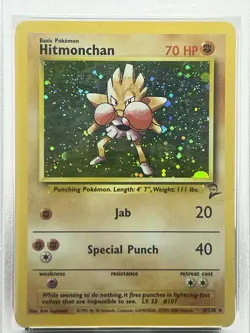 Pokemon TCG Hitmonchan 8/130 Base Set 2 Holo Rare PSA 5 - Image 2