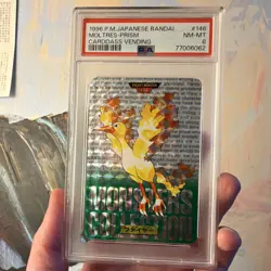 Bandai Moltres Prism Holo PSA 8 #146 Japanese 1996 Vending Series 2 Red - Image 1