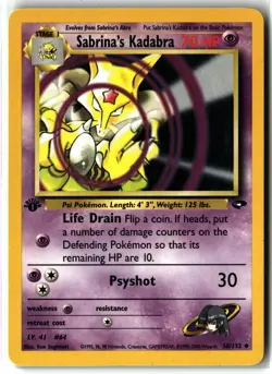 2000 Sabrina's Kadabra ⭐ 58/132 1st Edition WOTC Gym Challenge Pokemon NM/LP - Image 1